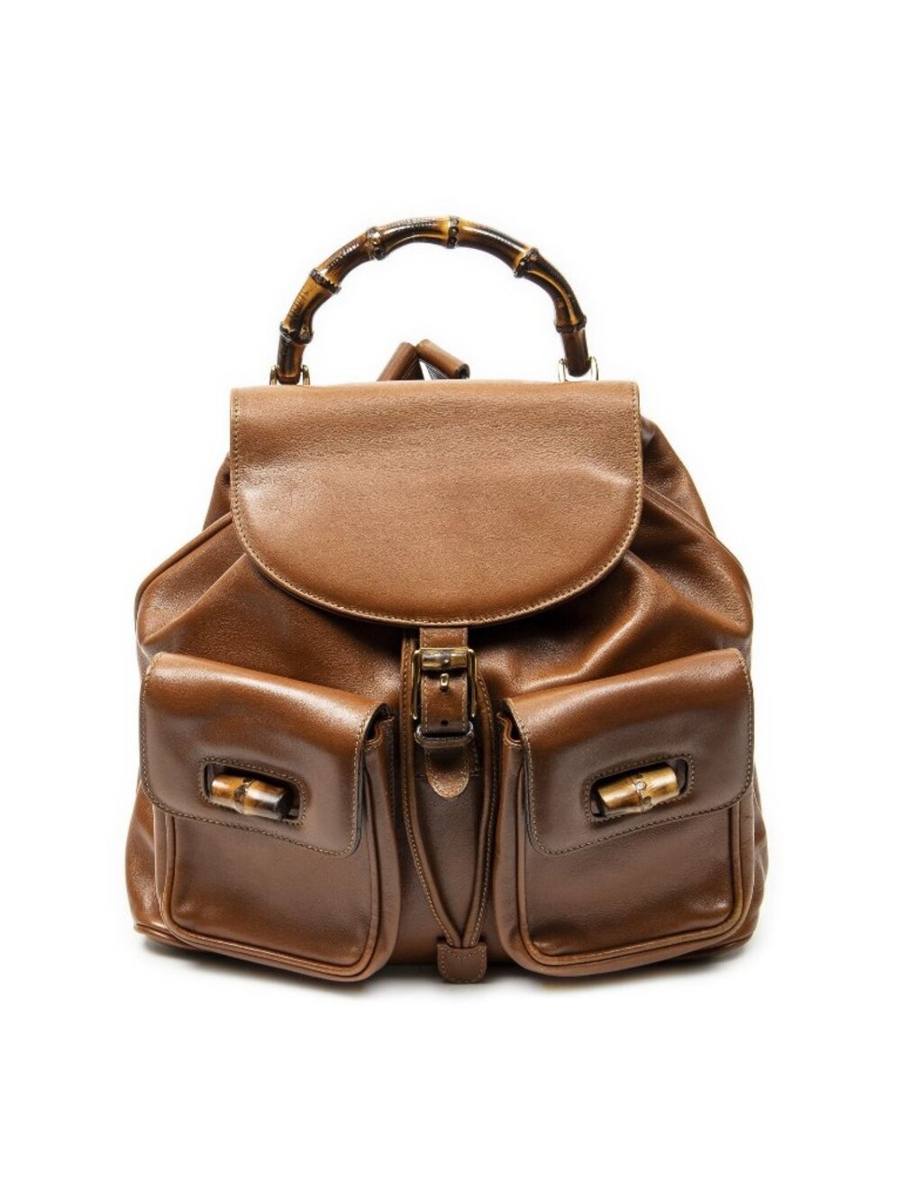 Gucci Large Bamboo Backpack Brown Calfskin Leather